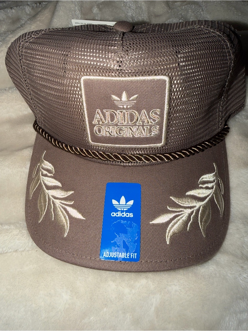 adidas Originals Brown Embroidered Rope-Trim Trucker Hat
